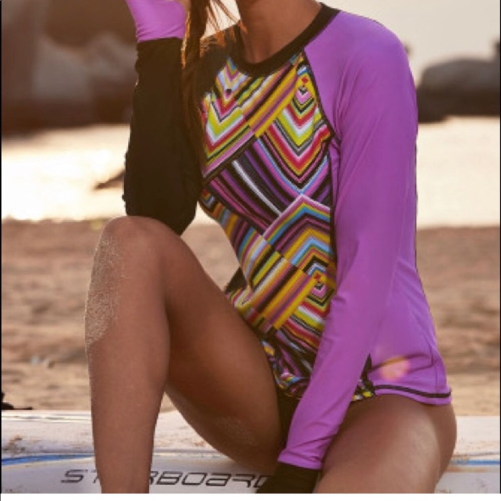 Purple Long Sleeve Rash Guard Top w/thumb holes